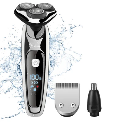 HATTEKER Electric Shaver Razor Mans Hair Clipper Rotary Beard Trimmer Wet Dry Shaver