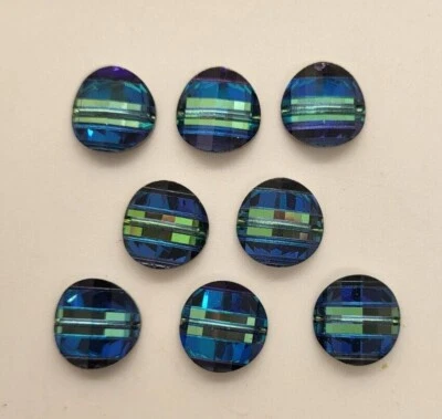 8pc Swarovski Crystal Bermuda Blue 12mm Pagoda 5107 L Beads; Vintage; Rare! - Image 1 of 4