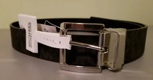 Michael Kors MK Signature Monogram Logo SilverBuckle Reversible BlackBelt Size L - Picture 1 of 5