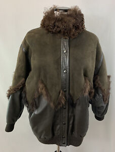 VTG 1970s Afghan Coat Jacket Suede Sheepskin Chocolate Brown Chevron Cut Boho