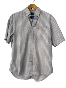 Camisa con botones de manga corta a cuadros Nautica para hombre talla L - Imagen 1 de 7