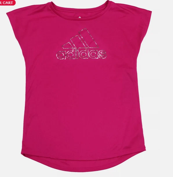 Adidas Girls Graphic Athletic Short Sleeve T-Shirt (MAGENTA L 14)NWT - Image 1 of 1