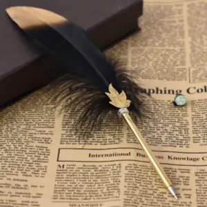 Feather Quill Ballpoint Refined Calligraphy Pen Soft Fluffy Pen Office - Picture 1 of 8