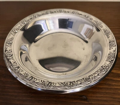 复古 Reed & Barton 经典玫瑰设计 Bon Bon 糖果盘碗 银盘 6.5 — 第 1/4 张图片