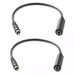 2PCS 6.35mm 1/4" Mono Female Jack to RCA Male Plug Audio Adapter Cable Converter - Picture 1 of 6