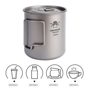 420ml Titanium Coffee Cup Mug French Press Pot Maker with Lid Outdoor Camping US