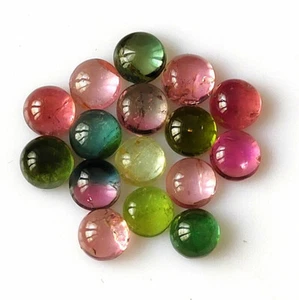 6X6 mm Round Cut Tourmaline Multi Color Cabochon Natural Loose Gemstone 16 Piece - Picture 1 of 5