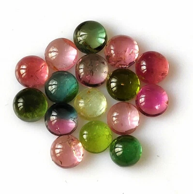 6X6 mm Round Cut Tourmaline Multi Color Cabochon Natural Loose Gemstone 16 Piece - Image 1 of 4