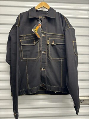 Vintage Y2K Brooklyn Xpress Embroidered Raw Denim Jean Jacket XL (XXL) Hip Hop - Image 1 of 4