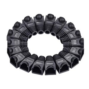 100 pcs Boot Cap Cover for RJ45 Network Connectors Cat5 Cat5e Cat6 Cable Black - Picture 1 of 3
