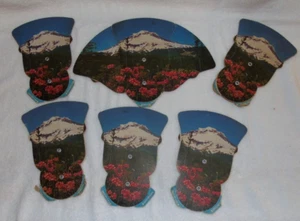 6 Old  Funeral Home Fans Lamont Zimmerman Tri Fold 40's Snowy Mtn Scene Lot 4 - Picture 1 of 8