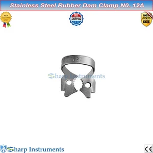 Rubber Dam Clamps Dental Ivory Molar & Premolar Anterior Brinker Steel Clamp 12A - Picture 1 of 1