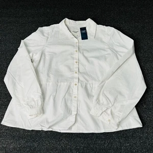 NUEVO CON ETIQUETAS Blusa Abercrombie & Fitch Manga Larga Mujer Grande Abotonada Corta Blanca NUEVA - Imagen 1 de 6