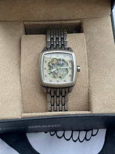 Lucky Brand Automatic Silver Metal Watch RUNS Skeleton Dial Back - Picture 1 of 8