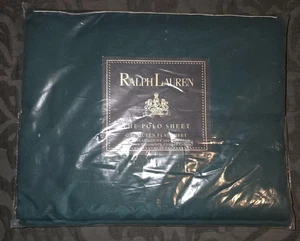 Vintage Ralph Lauren Woodlands Green Queen Sz Flat Sheet 100% Cotton 250 Thread - Picture 1 of 2