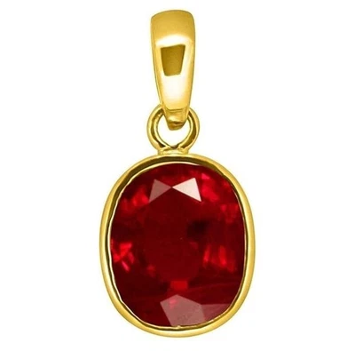 9.25 Ratti /8.50 Carat Certified Ruby Manik Pendant Silver Plated Locket/Pendant - Image 1 of 4