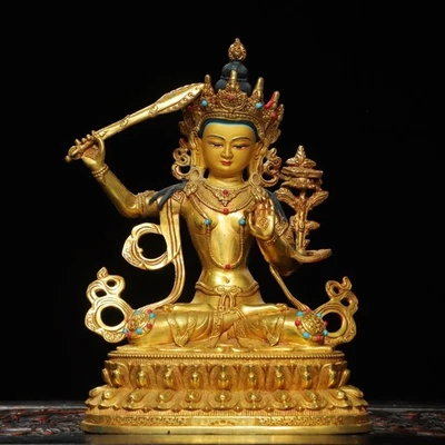 Estatua pintada de bronce dorado de Manjusri Bodhisattva Foto 1 de 4