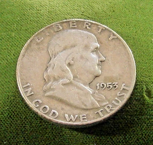 1953-D---Franklin Silver Half Dollar--Circulated - Picture 1 of 2