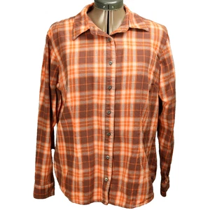 Lincoln Outfitters 100% Cotton Plaid Flannel Shirt Long Sleeve Orange Brown XL - Picture 1 of 24