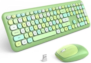 Wireless Keyboard and Mouse Combo, 2.4GHz USB Wireless Connection Retro Keyboard - Picture 1 of 7