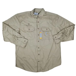 Camisa de trabajo Carhartt FRS160 resistente al fuego FR para hombre talla L caqui manga larga sarga - Imagen 1 de 14
