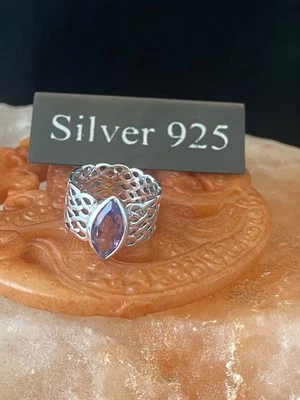 Solid Silver Celtic Amethyst  Ring - Image 1 of 4