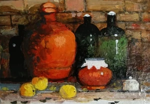 TR Artist Tempera Original Painting Aceo Decor Still Life Art Fruits - Picture 1 of 1