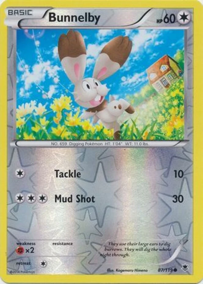 Pokemon - Bunnelby - 87/119 - Common - Reverse Holo - XY - Phantom Forces - NM - Image 1 of 1