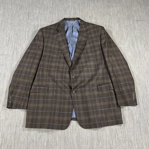 Jack Victor Blazer Men 54L Brown Plaid Wool Linen Silk Loretowood Rochester Coat - Picture 1 of 13