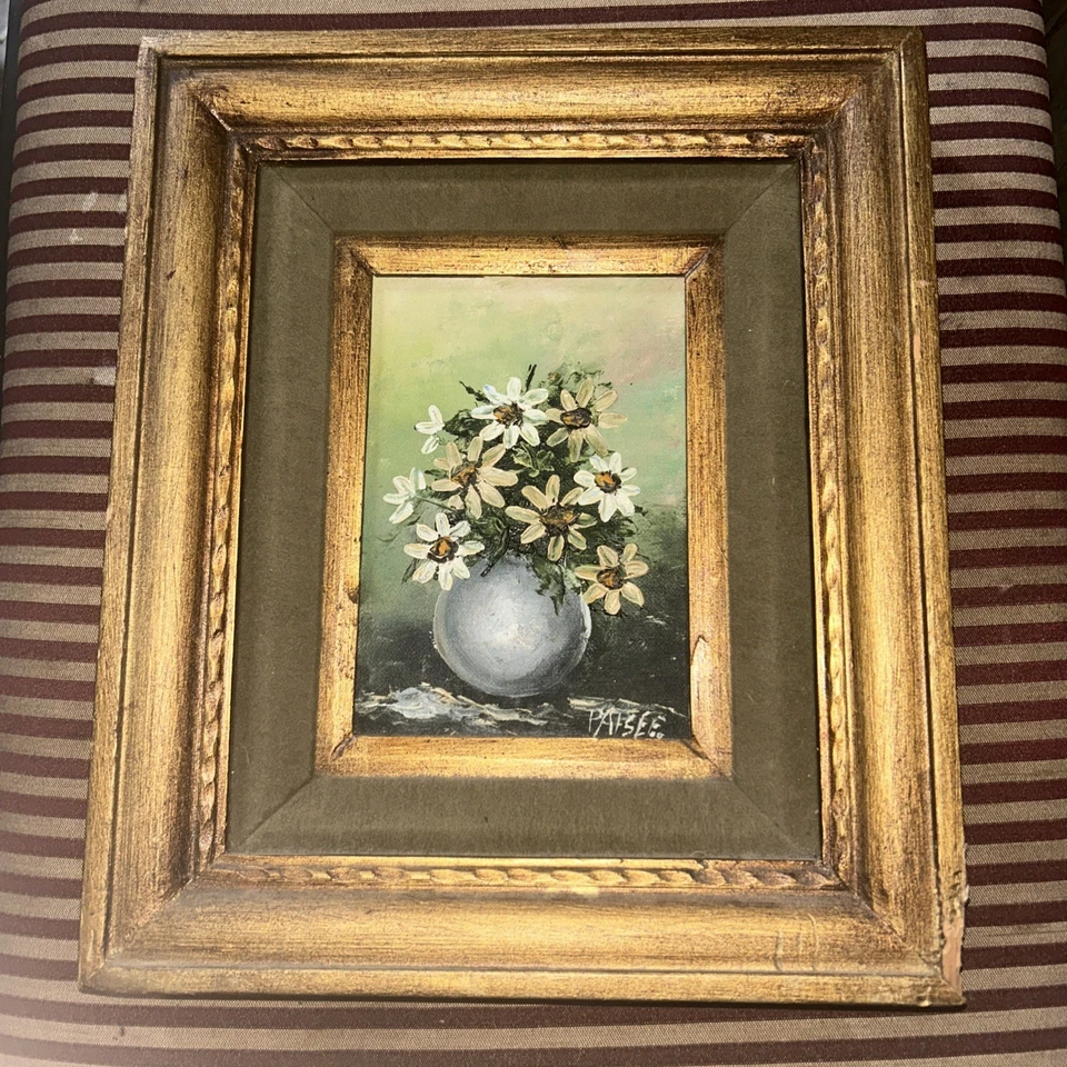 Patsee Parker Original Textured Oil On canvas Floral Painting 5”x 7” - Image 1 of 4