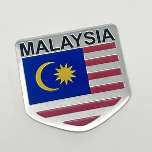 Malasia Bandera Coche de Carreras Emblema Insignia Malaya Pegatina 2"x 2.25” Aluminio - Imagen 1 de 4