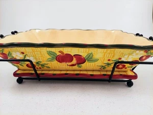 Temp-tations by Tara Fresh Crop Casserole Dish, Stand, Trivet Temptations Apples - Picture 1 of 17