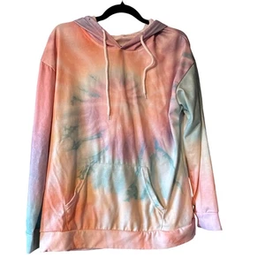 Damen Batik Hoodie Sweatshirt Langarm Taschen Pastellfarben Größe L gebraucht, in einwandfreiem Zustand - Bild 1 von 8