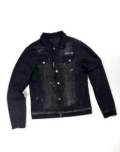 DSQUARED2 Black Washed Cotton Distressed Denim Jacket - Picture 1 of 16