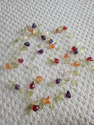  Guirnalda de alambre con cuentas con hojas translúcidas y gemas joyas 66" de largo Foto 1 de 4