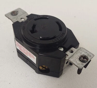 Twist-Lock Bakelite Hubbell/Leviton 7410-B 4-Wire Flush Receptacle 20A 120/208v - Image 1 of 4