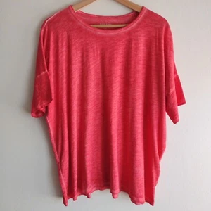 Camiseta Eileen Fisher Roja Algodón Orgánico Top L Informal Lagenlook Calce Relajado - Imagen 1 de 9