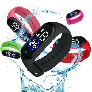 Silicone Digital LED Waterproof Sports Watch Boys Girls Kids Children’s Watches - Picture 1 of 14