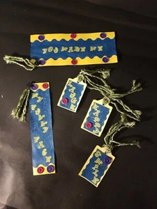 HANDMADE EMBELLISHMENTS 5 piece SCRAPBOOKING "YOU MAKE ME SMILE, LAUGH, HAPPY" - Picture 1 of 12