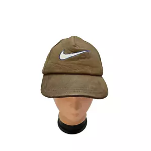Cappello berretto pelle Nike marrone vintage cinturino regolabile ricamato bianco swoosh - Foto 1 di 13