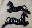 Vintage Lefton Zebra Wall Decor Plaque Black and Gold (2) Pair #483 LEFTON