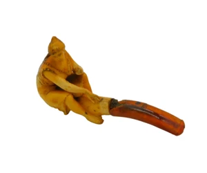 19th Century Meerschaum & Block Amber Sitting Lady Smoking Pipe Antique AF - Picture 1 of 7