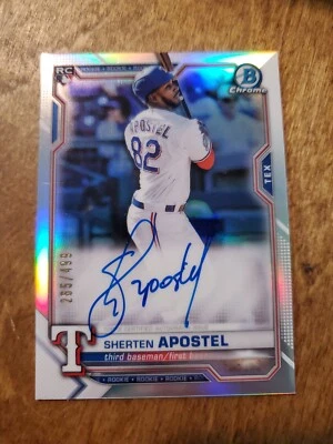 Sherten Apostel 2021 Bowman Chrome Rookie Auto Refractor /499 Texas Rangers !!! - Image 1 of 2