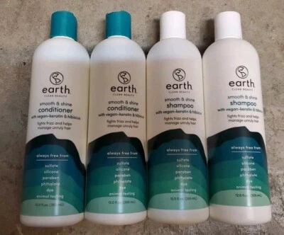 Шампунь и кондиционер EARTH CLEAN BEAUTY Smooth Shine с веганским кератином, гибискусом - Изображение 1 из 4