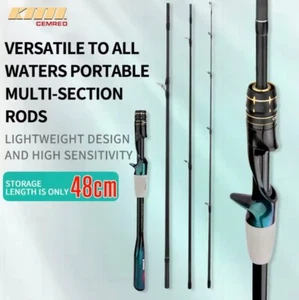 CEMREO 4 Section Sea Saltwater Freshwater Fishing Travel Rod Casting Spinning - Picture 1 of 24