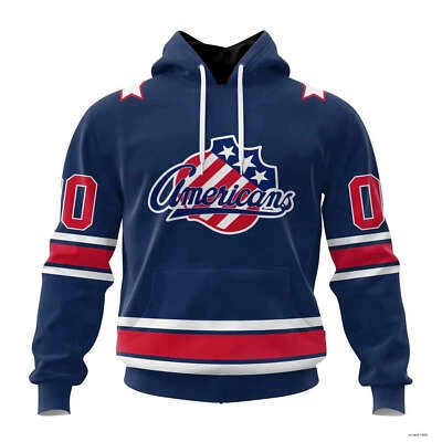 Sudadera con capucha Rochester Americans personalizada 2024 Home Kits azul marino Foto 1 de 4
