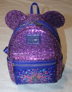 New LOUNGEFLY Disney Parks Fantasyland purple sequin mini backpack - Picture 1 of 3