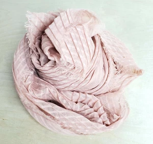 Scarf Shawl Neck Warmer Textured Woven 23x72 inch Head Cover Coral Salmon Color - Picture 1 of 8