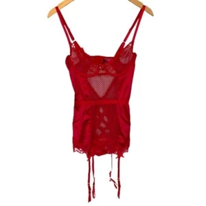 Seven 'til Midnight Super S3XY Red Lace Lingerie w/ Attached Garter Belt Medium - Picture 1 of 10