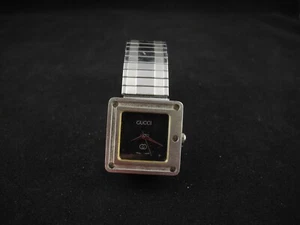 Reloj Gucci Vintage Esfera Negra Plata Acero Hecho en Suiza *Funciona* - Imagen 1 de 5